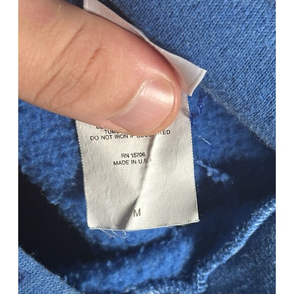 Vintage 80’s Plain Blue Blank Logo 7 Hoodie Sweatshirt Made In USA - Picture 4 of 4